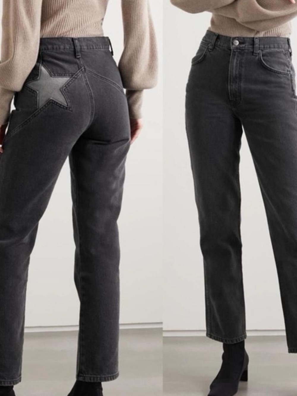 The Reformation Cynthia Straight-Leg Star Jeans in Washed Black - Picture 1 of 5